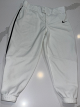 DESIGNER NIKE TEAM BASEBALL 100% POLYESTER WHITE wBLACK STRIPE PANTS SIZ... - $34.70