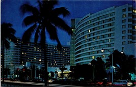 1980 FL Miami Florida, Night View of Miami Beach, Florida, Hotel Lights cars—a2 - £14.35 GBP