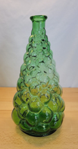 VINTAGE 1960s EMPOLI Italian green bubble glass genie bottle vase large 11” tall - £23.97 GBP