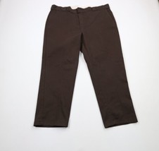 Vintage Dickies Mens 44x29 Faded Spell Out Wide Leg Cotton Twill Pants Brown - $49.45