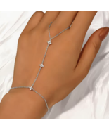 18K 925 Sterling Silver A5 Zirconia Flower Bracelet Chain Ring (Silver, ... - €21,39 EUR