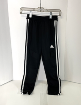 Adidas Youth XS  Pants Aeroready Elastic Waist  Zip Leg Black With White Stripes - $9.85