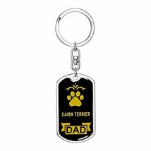 Dog Dad Gift Cairn Terrier Swivel Keychain Stainless Steel or 18k Gold - £20.20 GBP