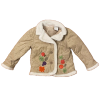 Beluga Faux Suede Shearling Jacket Girls 4  Embroidery Applique Coat - £7.19 GBP