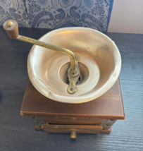 Vintage Wood &amp; Brass Manual Hand Crank Swedish Coffee Spice Grinder - $19.99