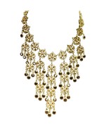 Fancy Vintage GOLDETTE Gold Tone CitrineCrystal Bezel Set Waterfall Bib ... - $227.81 CAD