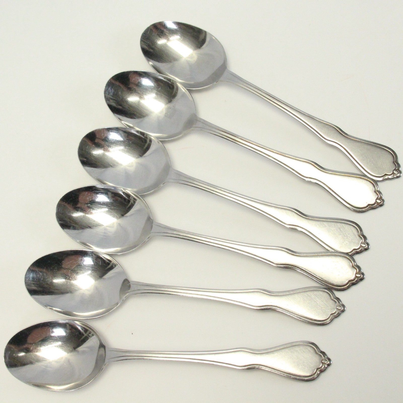 Oneida Trinity Oval Soup Spoons 6 7/8&quot; S.S.S. Brushed Stainless Lot of 6 - $18.61
