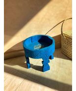 Blue vintage handicraft Moroccan table . - $189.00