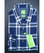 HUGO BOSS Hombre C-Bopaz Corte Normal Marino Cuadros Algodón Deporte Camisa - $56.11