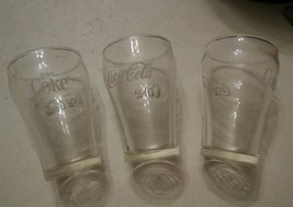 004 Set Of 3 Four Oz Coca Cola Mini Enjoy Coke Written Printed Clear Glasses Vtg - £12.54 GBP