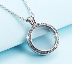 925 Sterling Silver Round Floating Locket Pendant Necklace - $27.99