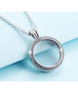 925 Sterling Silver Round Floating Locket Pendant Necklace - $27.99