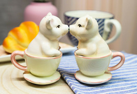 Ebros Couple Kissing Teacup Miniature Pig Hog Heavens Ceramic Salt Pepper Shaker - £13.36 GBP