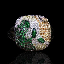 New Unique Black Gold Women&#39;s Ring Color Full Zircon Ring Jewelry 925 Silver Wom - $14.50