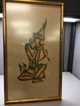 Angkor Wat Thai Cambodian 2 Color Temple Rubbing Woman Musician Framed - £23.07 GBP