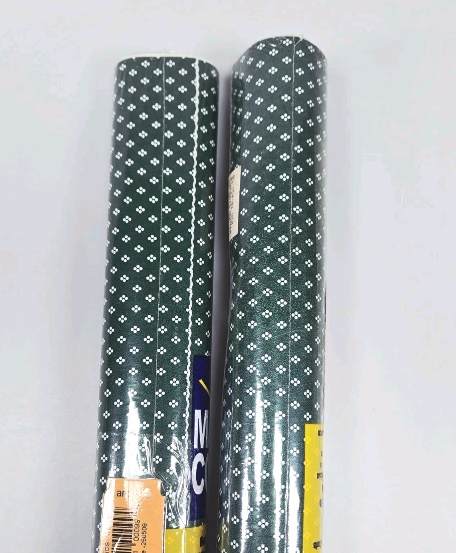 Vintage Magic Cover Shelf Liner Green White Flowers Dots 18 Ft Two Rolls - $19.76