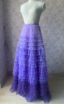 Purple Tiered Tulle Maxi Skirt Outfit Women Plus Size Tiered Ball Gown image 7
