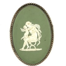 Vtg Sterling Signed Wedgwood Art Nouveau Carved Figural Angel Jasperware Brooch - £59.67 GBP