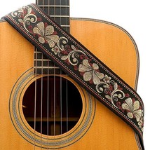 Guitar Strap Jacquard Weave Strap With Leather Ends Vintage Classical Pattern De - £27.26 GBP