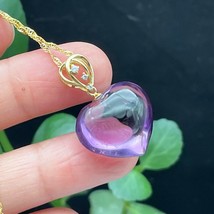 Amethyst  Crystal Heart-shaped pendant Sterling Silver Reiki Healing D080115 - £29.60 GBP