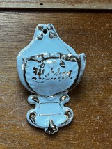 Vintage Small White w Gilt Matches Porcelain Ceramic Wall Pocket Match H... - $11.29