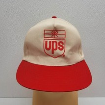 Vintage UPS Baseball Cap Adjustable Snapback Canvas Hat Beige Red - £30.71 GBP