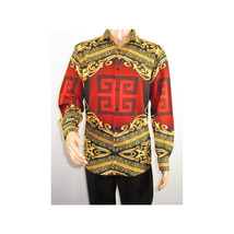 Men Sports Shirt by DE-NIKO Long Sleeves Fashion Print Soft Modal DNK6902 Red image 7