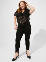 Torrid Harper Lace Top Womens Size 2X Black Flutter Short Sleeve Layerin... - £17.09 GBP