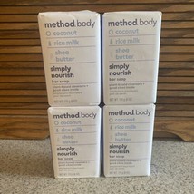 4X Method Body Simply Nourish Bar Soap Coconut Rice Milk Shea Butter 6 Oz Ea. - £25.02 GBP