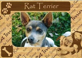 Rat Terrier w Paws Engraved Wood Picture Frame Magnet - $14.99