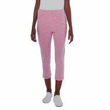Mario Serrani Ladies Size Large, Pull On Stretch Capri Pants, Pink/White... - $17.99