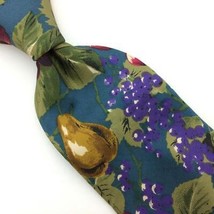 Mario Valentino Usa Tie Multicolor Silk Pear Apple Grapes Necktie #I21 Vtg/Rare - £12.71 GBP