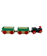 Wooden Railway Black Train Engine W Green Cars Thomas &amp; Friends Compatible - £12.47 GBP