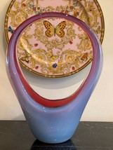 Mid Century Modern Sommerso Seguso Murano Opalescent Glass Basket Vase S... - £349.66 GBP