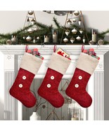 Christmas Stockings 3 Pack Burlap Christmas Stockings for Family Kids La... - $55.91