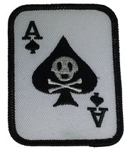 Ace Of Spades With Skull And Cross Bones Patch - Black And White - Veteran Owned - £4.79 GBP
