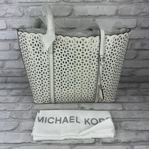 Michael Kors MK Optic White/Gold MD Travel Tote Handbag Laser Cutouts NWT - £175.00 GBP