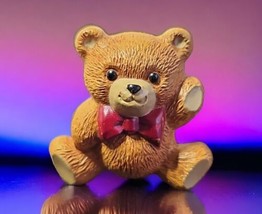 Vintage 1984 Small Teddy Bear with Red Bow Brooch Pin by Hallmark Cards - £8.55 GBP