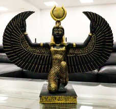 Large Kneeling Winged Isis Statue 20&quot;Long Egyptian Goddess Of Motherhood Deity - £83.10 GBP