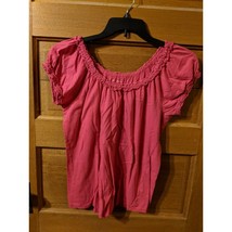 Grace Elements Pink Knit Peasant Top Size L Stretchy - £10.18 GBP
