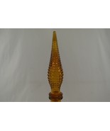 Genie Bottle Vase w Stopper Yellow Amber Glass Square Dot Empoli Midcent... - £151.87 GBP