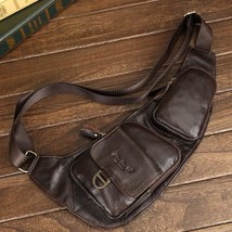 Men Genuine Leather Bag Real Cowhide Vintage Messenger Shoulder Cross Body Bag  - £35.43 GBP