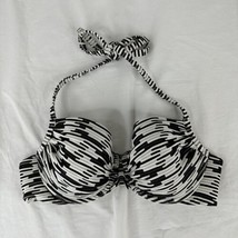 Victoria&#39;s Secret Swim Bikini Black White Pushup Top Wide Band sz 34C Ha... - $24.73