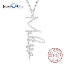 JewelOra 925 Sterling Silver Personalized Vertical Cursive Nameplate Necklaces &amp; - £21.64 GBP