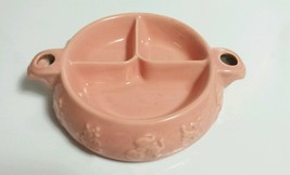 Vtg HANKSCRAFT/Redwing Pottery Usa Pink Baby Divided Warming Bowl Hot Plate #893 - £7.90 GBP