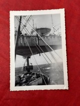 1950s Photo Oil Drill Shore Fixed Rig Ship Real OOAK VTG Black &amp; White Snapshot - £7.40 GBP