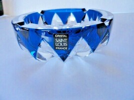 Saint-Louis Crystal Ashtray Sapphire Blue 6" diameter image 8