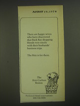 1974 The Ritz-Carlton Boston Hotel Ad - There are happy wives - £14.53 GBP