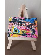 ACEO Original Abstract Painting Collage Signed ATC Collectible Mini Golf... - $12.05