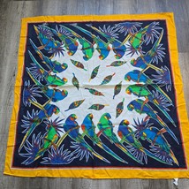 Vintage Italian Scarf Square Parrots Birds Tropical Colorful I SHALOM an... - $19.94